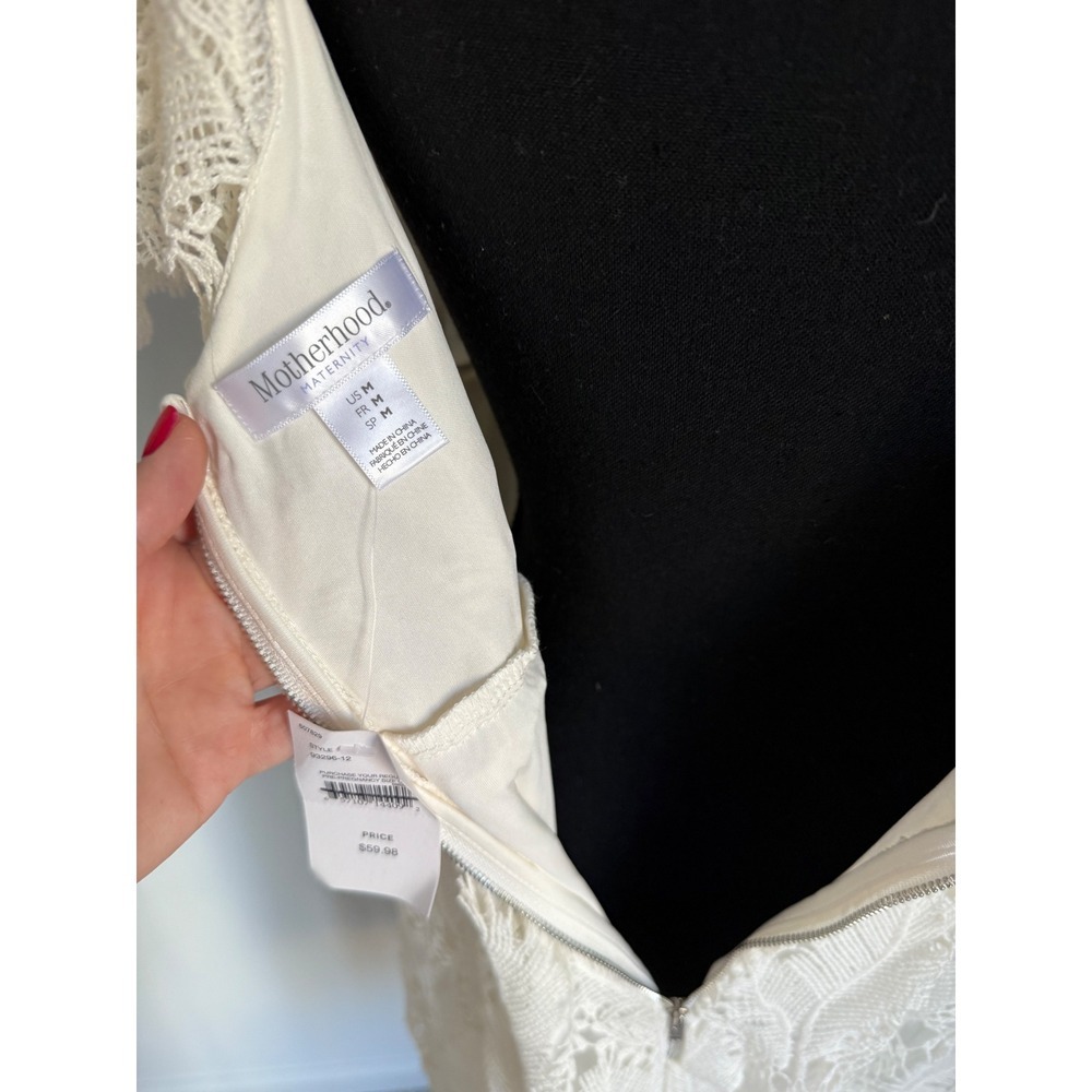 Motherhood Maternity boho‎ Lace Midi Dress Flutter Sleeve ivory off White M - Picture 5 of 12